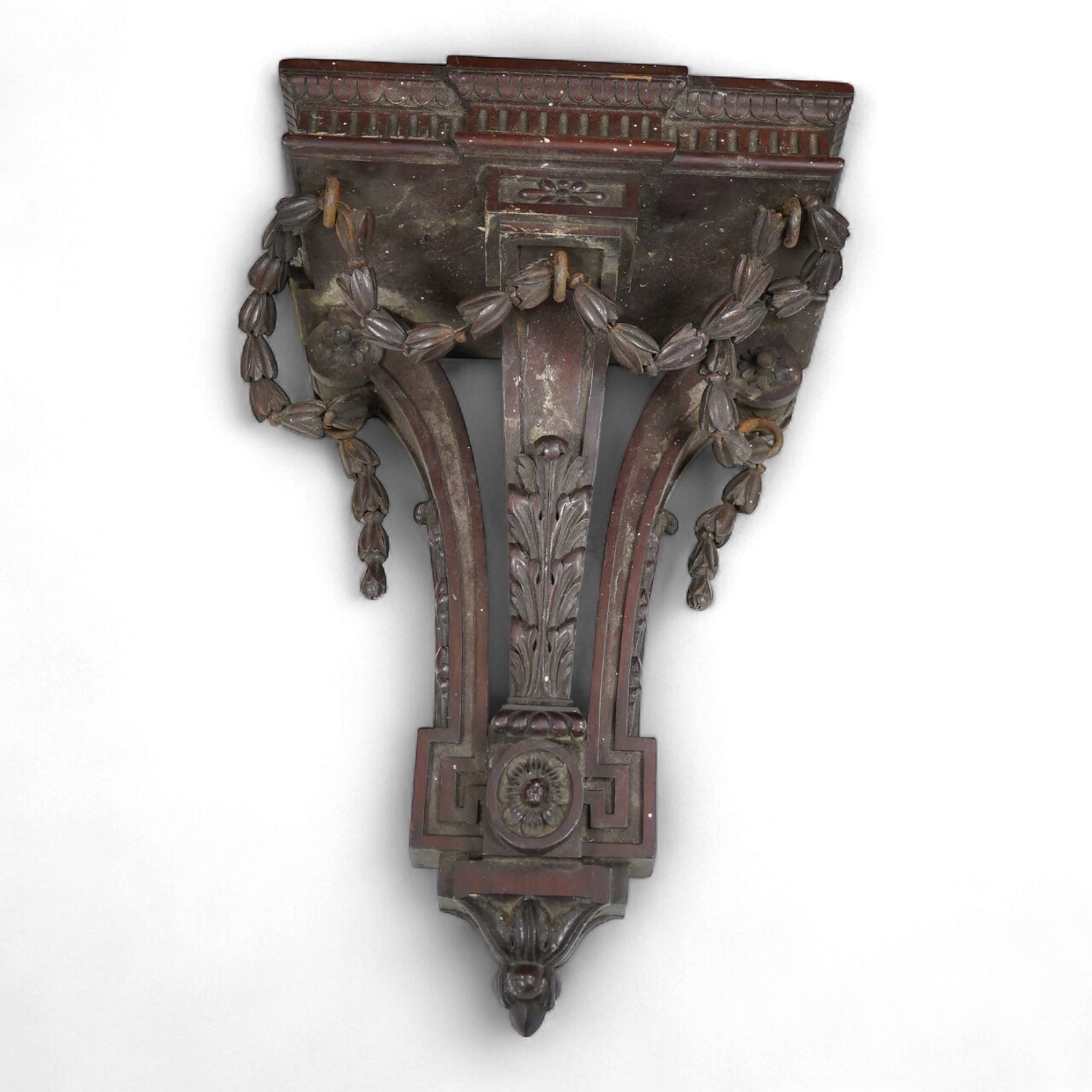 A late 19th century carved mahogany wall bracket, 35cm high